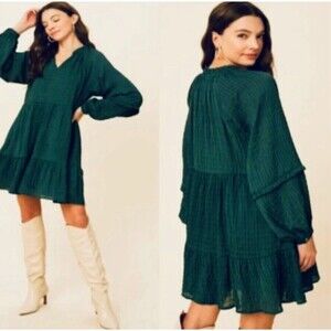 Mare Mare X Anthropologie Size XS Tiered Anne Dress Puff Sleeve Boho Peasant